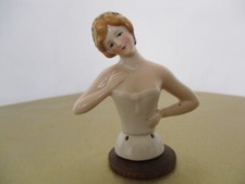 German Women With Tilted Head Pin Cushion Half Doll Good 3" Tall