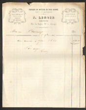 LIMOGES (87) EBENISTERIE / MEUBLES en tous geners "J. LENOIR" en 1866