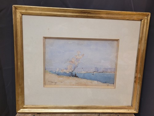 Ancien tableau aquarelle ecole - ancien, tableau,aquarelle,ecole