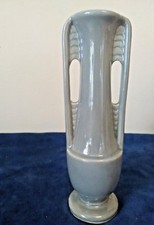 Antique French Provincial Grecian Handle Silver Gray USA POTTERY VASE Rare 😏