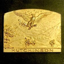 Médaille Plaque Bronze Hutchinson Art Déco Pneu Automobile Cycle Vélo Brangier