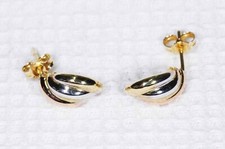 --- Boucles d'oreilles en Or jaune-blanc-rose 18 Carats ou 750/1000ème