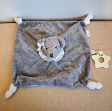 ?? Doudou plat ours  gris Blanc Noeud Tête MATHILDE M FRANCE