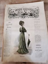 N°17 ANCIENNE REVUE LA MODE ILLUSTRÉE ORIGINALE DE 1908 AVEC PLANCHE PATRONS
