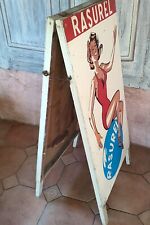 Panneau double Publicitaire sur bois RASUREL vintage ancien Boutique