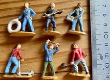 STARLUX 6 figurines travailleurs chantier MÉCANICIEN POMPIER peints 3 CM