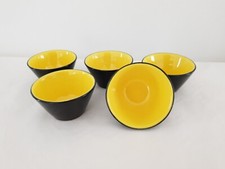 Lot 5 petites coupes (Ramequins) en céramique noir & jaune signé Kéramos Sèvres