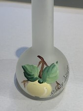 Ancien Flacon En Verre Dépoli Décor Citron Peint Main