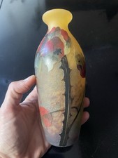 Ancien Vase  Vase Muller Frères Lunéville Au Framboisier Art Nouveau Verre Gravé