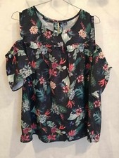 Blouse noire à fleurs polyester T42 Kiabi (2407115)
