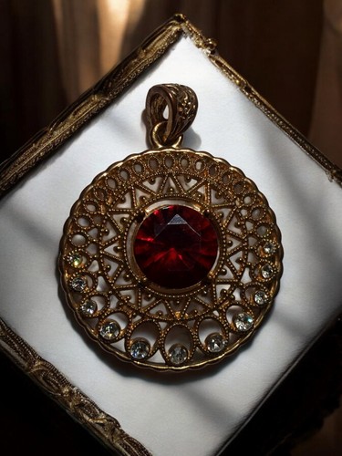 Pendentif vintage rond ajouré