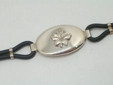 Bracelet En Argent 925 Et Caoutchouc Avec Feuille D' ÉDRA - Porte-Bonheur -