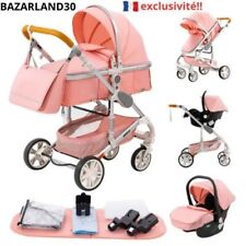 Poussette Combinée 3 en 1 Siège-Auto Nacelle Trio Réversible Réglable . Rose