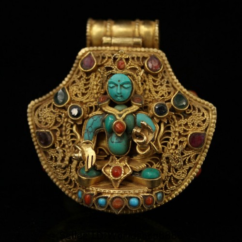 Tibet copper gilt turquoise - copper,