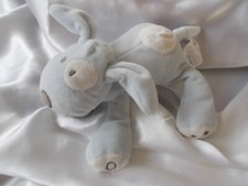 Doudou chien bleu ciel, tâche blanche, Obaïbi