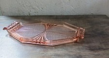 Ancien plateau verre rosé art