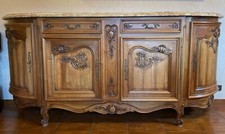 Belle enfilade style Louis XV. Noyer massif, plateau en marbre. 