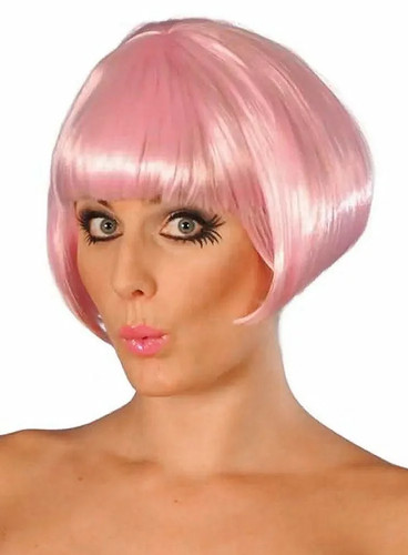 Perruque rose clair coupe