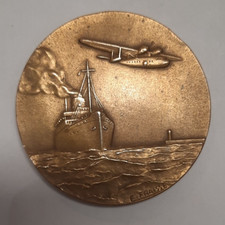 MEDAILLE BRONZE PAQUEBOT  HYDRAVION  DUNKERQUE CHARGEURS REUNIS 1955