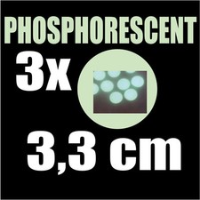 3 pastilles Phosphorescentes lumineuses la nuit rond 3,3 cm autocollant sticker