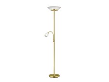 Reality Leuchten R40063108 Gerry Lampadaire en metal laiton mat et verre blanc, 