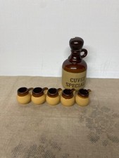 Bouteille en grès cuve spéciale ,5 verre à liqueur bonne état