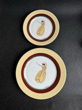 2 assiettes dessin d’après Léo Lelée pour musée Charles Demery femme dansante