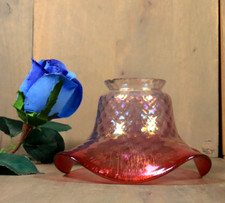 Antique Czech Cranberry Glass Lamp Shade Carnival Art Nouveau Iridescent Loetz