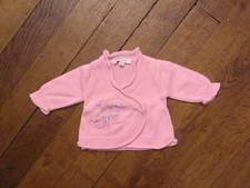 ? Gilet Coeur Croisé en Coton Rose Clair- Taille 3 Mois- Petit Kimbaloo