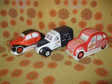 Lot x3 Ancienne BOÎTE PUBLICITAIRE CITROËN 2CV COCHONOU TOUPARGEL LA TRINITAINE