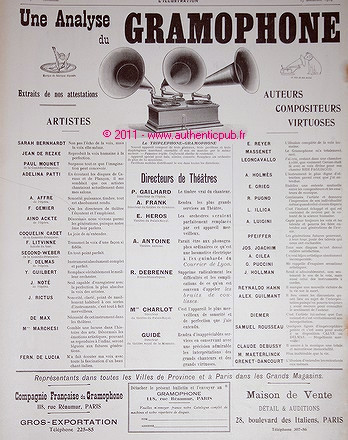 Publicite 1904 gramophone - 1904,