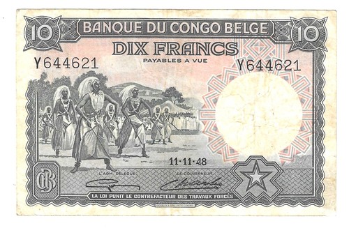 Billet congo belge 10 - du, ,