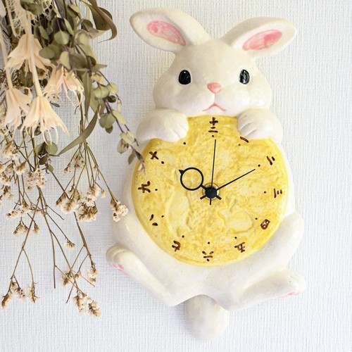 Pendule murale lapin blanc