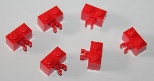 Lego red brick with clip - red,