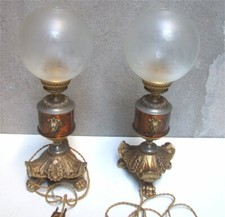 Paire de lampes bronze doré Mathieu Fall années 1960