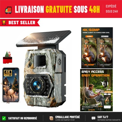 Caméra chasse solaire 60mp - chasse,
