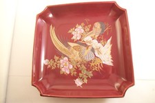 Vintage Unmarked Asian Style Square Console Bowl Pheasant Bird