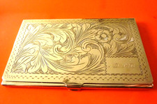 Etui pour cartes de visites en argent massif guilloché & monogrammé
