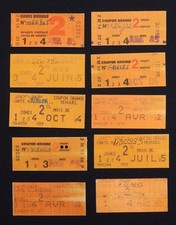 10 anciens ticket Paris Métro