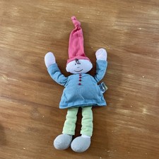 DOUDOU Peluche Poupée LUTIN GARÇON VERT ROUGE BLEU JACADI Bonnet Écharpe