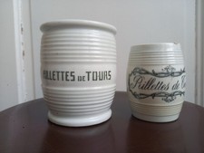 Lot 2 pots RILLETTES de TOURS ancien Collection Céramique Sarreguemines BARBIER 