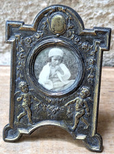 PRETTY FRENCH ANTIQUE MINIATURE PICTURE FRAME PUTTI EARLY XX th. C.