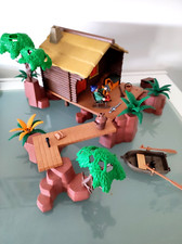 Playmobil (5039 ?) La Cabane sur pilotti du Pêcheur + Avion ! 7450