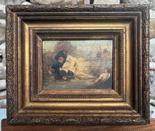 Tableau militaire Huile Sur Bois ancien XIX ÈME/soldats/armée/militaria/