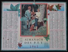 1963 CALENDRIER ALMANACH PTT POSTES OBERTHUR Chasse faisan Hunting