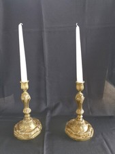 Paire de candélabre bougeoir en bronze doré époque XIX de style Louis XV