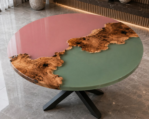 Table basse résine époxy - basse, en