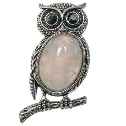 Broche hiboux avec quartz - , rose