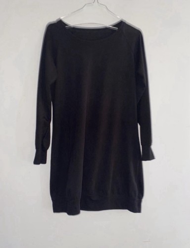 Robe pull noire tunique - robe, col