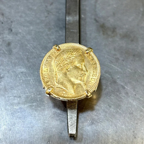 Bague pièce jaune 750 - bague, &